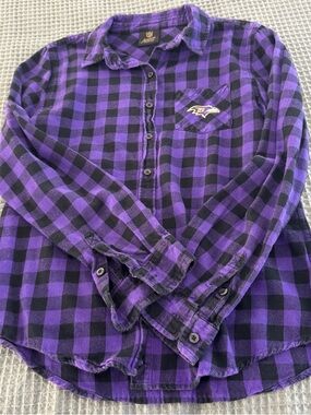 Baltimore Ravens Purple Plaid Button-Down Flannel Shirt
